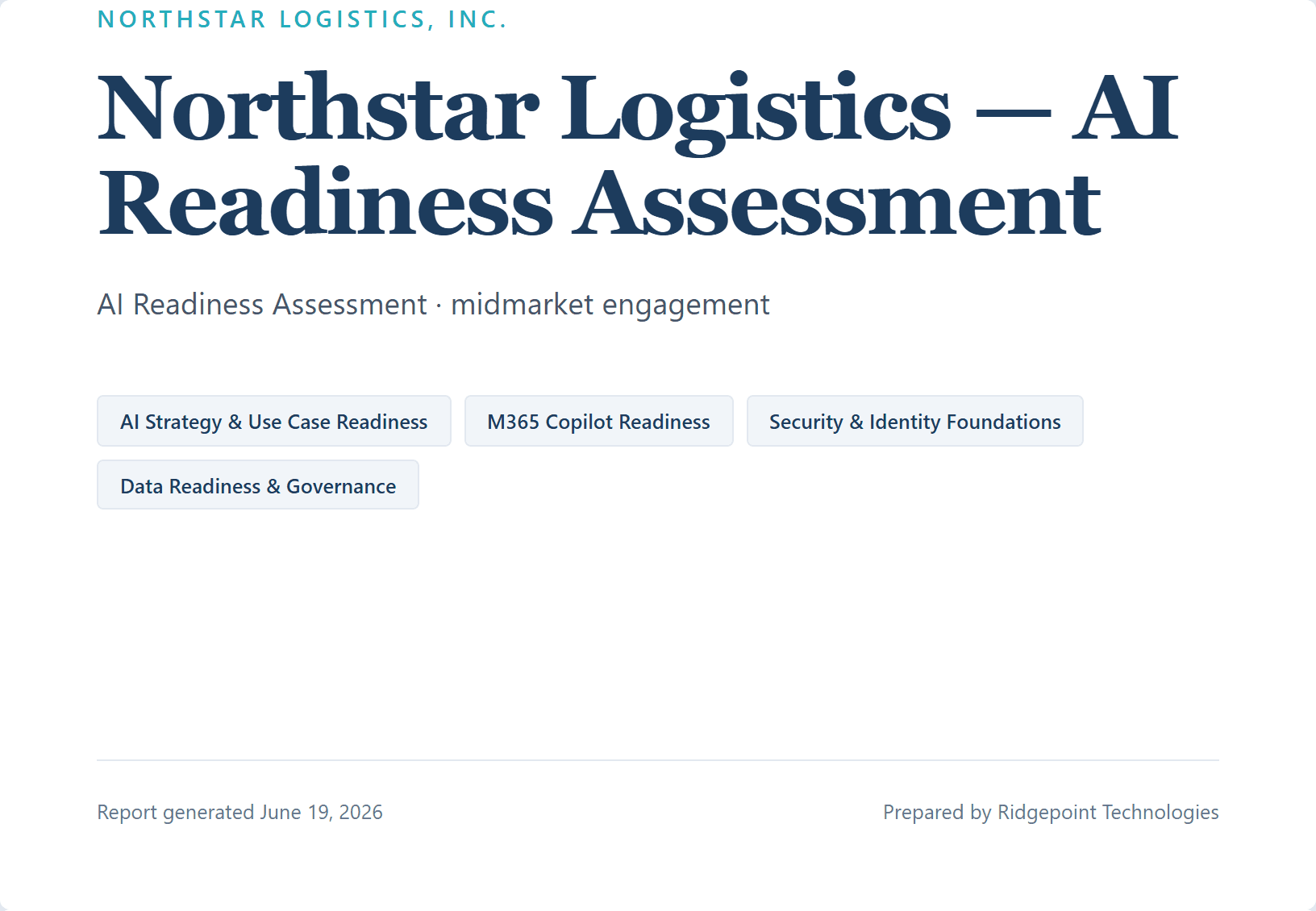 The readiness report cover page